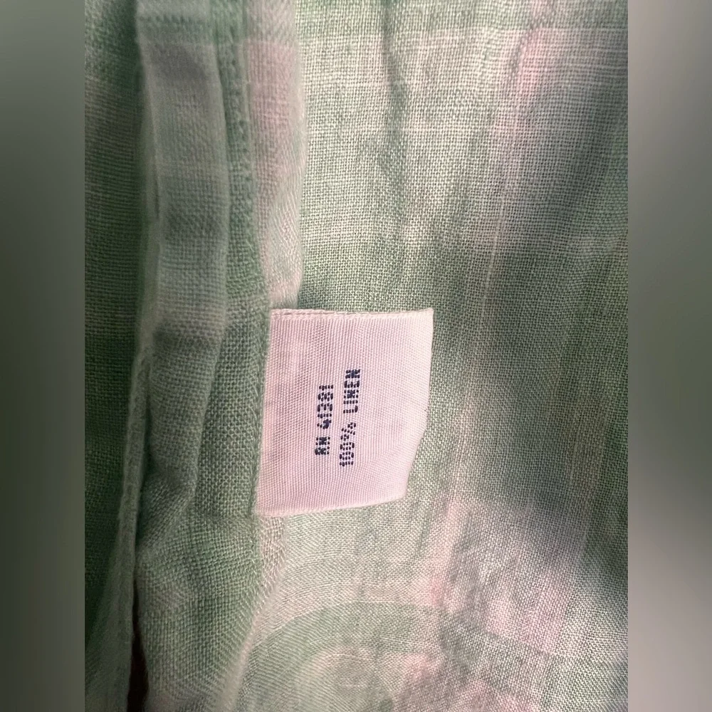 Polo Ralph Lauren Linen‎ Light Green and White Plaid Men's XL Long Sleeve Shirt